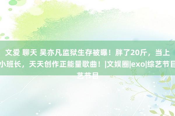文爱 聊天 吴亦凡监狱生存被曝！胖了20斤，当上小班长，天天创作正能量歌曲！|文娱圈|exo|综艺节目