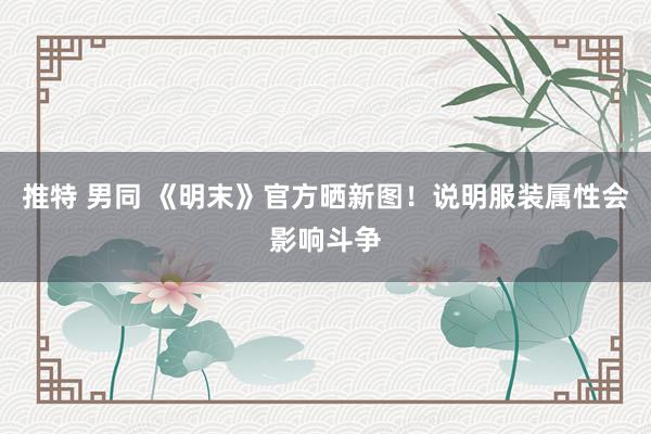 推特 男同 《明末》官方晒新图！说明服装属性会影响斗争