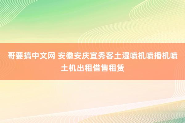 哥要搞中文网 安徽安庆宜秀客土湿喷机喷播机喷土机出租借售租赁