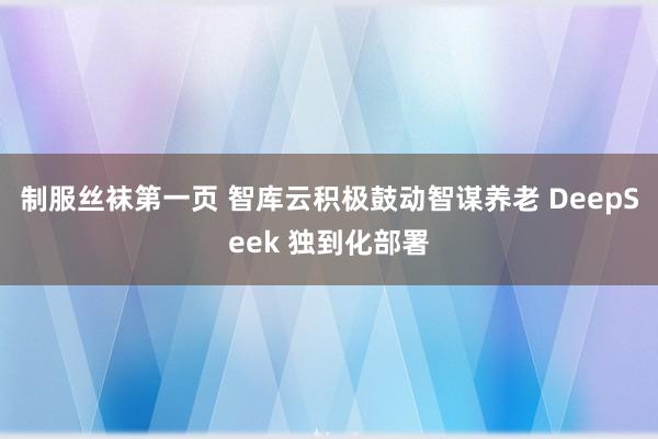 制服丝袜第一页 智库云积极鼓动智谋养老 DeepSeek 独到化部署