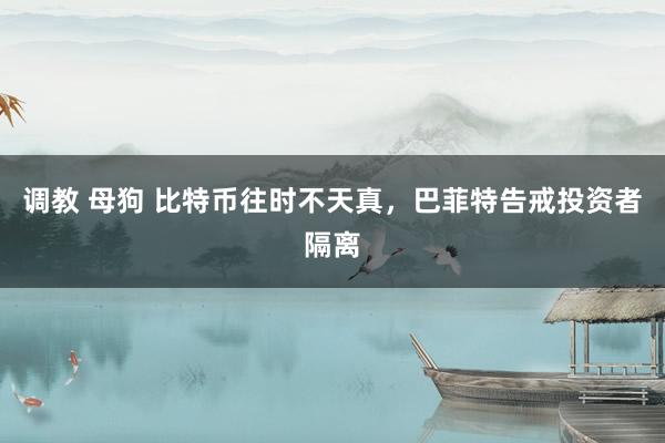 调教 母狗 比特币往时不天真，巴菲特告戒投资者隔离