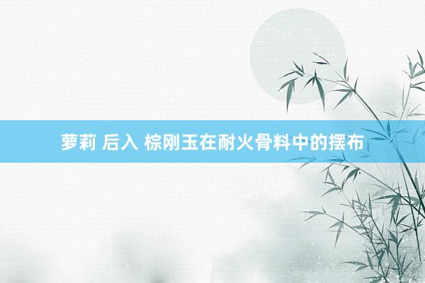 萝莉 后入 棕刚玉在耐火骨料中的摆布