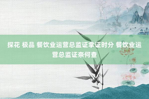探花 极品 餐饮业运营总监证拿证时分 餐饮业运营总监证奈何查