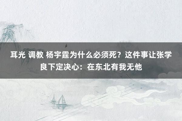 耳光 调教 杨宇霆为什么必须死？这件事让张学良下定决心：在东北有我无他