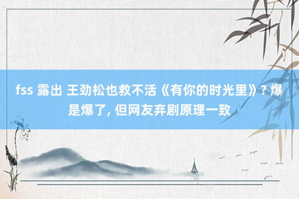 fss 露出 王劲松也救不活《有你的时光里》? 爆是爆了, 但网友弃剧原理一致