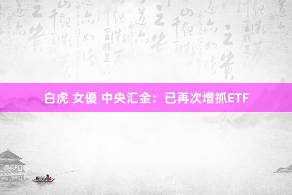白虎 女優 中央汇金：已再次增抓ETF
